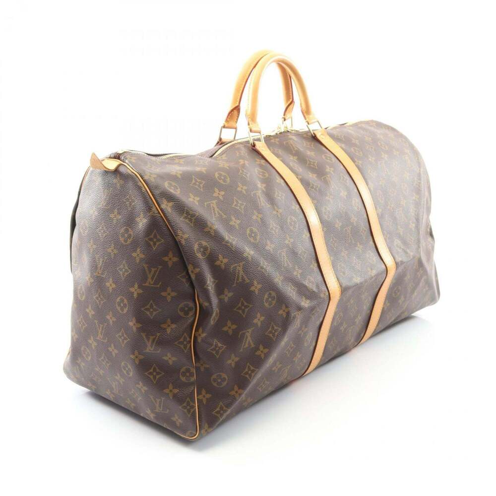 LOUIS VUITTON Brown Monogram Leather Keepall 60 Boston Bag - Picture 2 of 10